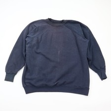 Vintage 80s Plain Blank Raglan Sweatshirt Mens Medium Dark Blue Buttery Soft