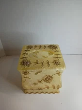 Popular Tissue Box Cover Champagne Pearl Acrylic Lucite Floral Hollywood Regency