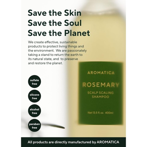 Champú para descamar cuero cabelludo con romero AROMATICA - adelgazamiento de la pérdida del cabello (13,53 oz) - Imagen 6 de 8