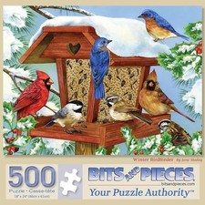 Bits and Pieces   500 Piece Jigsaw Puzzle for Adults   Winter Birdfeeder 500