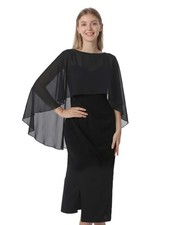 Hotshawl Capelets for women Chiffon Cape Shawls and Wraps One Size, Black