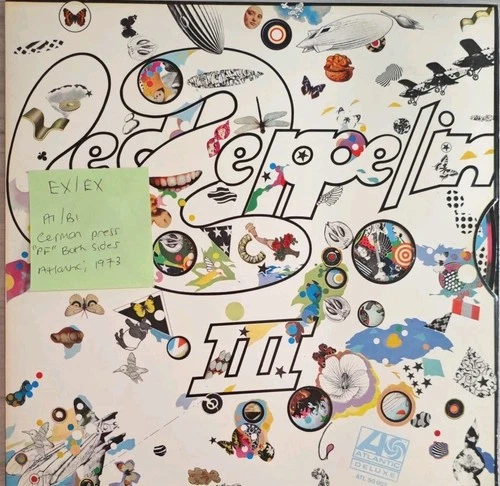 Led Zeppelin III Vinyl Record EX/EX ATL 50002 1973