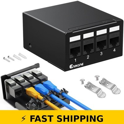Enmane 4 Port CAT6 Keystone Patch Panel for Home/Office