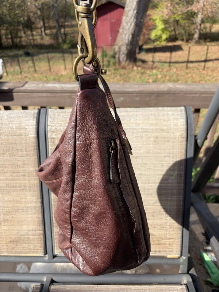 Frye Large Chocolate Brown Leather Hobo Bag Jenny Slouchy Crescent - Image 3 of 4