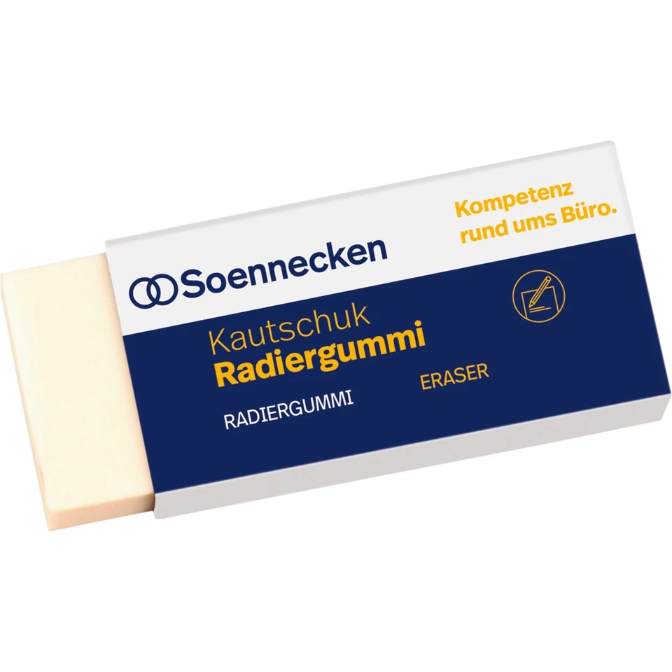 Radiergummi Radierer Eraser weiß Kautschuk Bunt& Bleistifte Soennecken 0339
