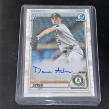DANE ACKER AUTO 1st 2020 Bowman Draft Chrome Autograph Athletics Rookie Card RC
