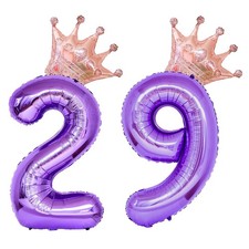 40 Inch Rose Gold Crown Number 29 Balloons, 29th Birthday Balloons for Men Wo...