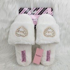 Juicy Couture Faux Fur Slides Slippers Womens Size. L 8-9 NEW.
