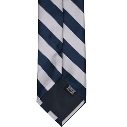 Men's Striped Tie Standard Length Navy Blue and Silver - Picture 6 of 7