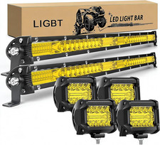 LED Light Bar Kits 21 Inch 204W Slim Light Bars 2PCS LED Pods 4Inch 60W Amber 2