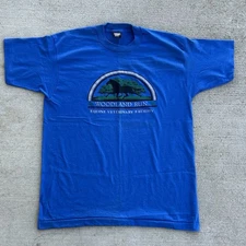 Vtg Single Stitch Screen Stars Best Woodland Run Equine Veterinary T-Shirt