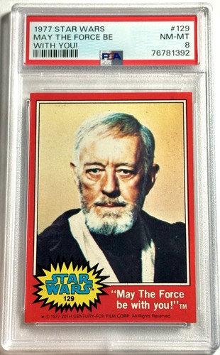 1977 Topps Star Wars Card #129 May The Force Be With You! Obi Wan PSA 8 Series 2 - Picture 1 of 2