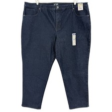 NWT Terra  Sky Women Core Straight High Rise Stretch Navy Denim Jeans Plus 26W