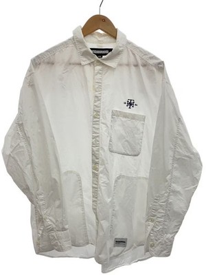 NEIGHBORHOOD Long Sleeve Shirt, Size L, Cotton, White, Solid Color, 232SPNH-SHM0
