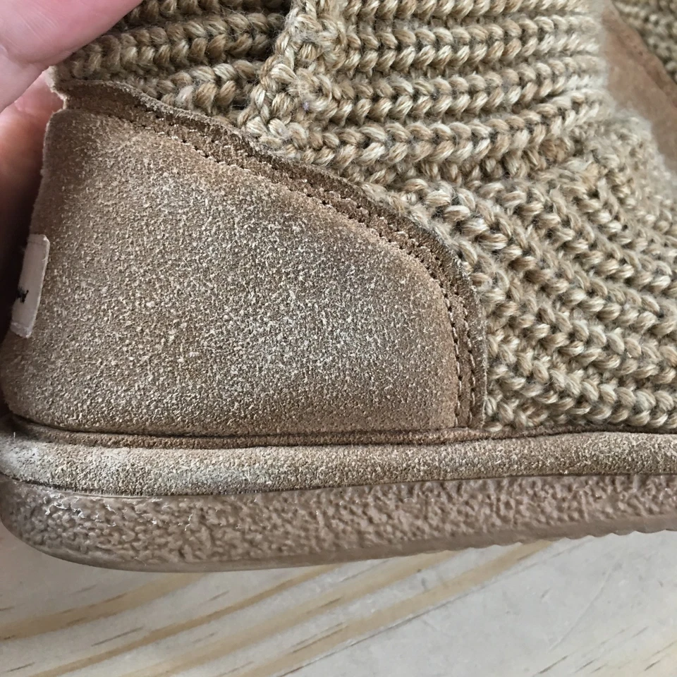 Bearpaw Botas Mujer 8 Anastasia Hasta la Rodilla Mukluks Punta Redonda Planas Beige Tejidas Foto 4 de 4