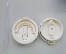 2 Packs 40 oz Tumbler Flip Straw Lid Replacement for Stanley 40oz Tumbler Ivory