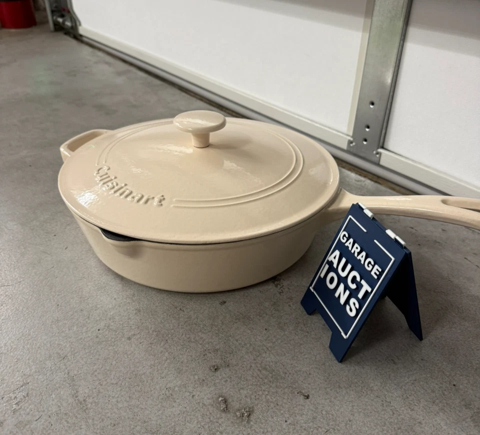 Freidora de Pollo de Hierro Fundido Cuisinart 12" - Marfil - Excelente Estado Foto 3 de 4