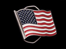 NB01152 NOS VINTAGE 1991  AMERICAN FLAG  PATRIOTIC BELT BUCKLE