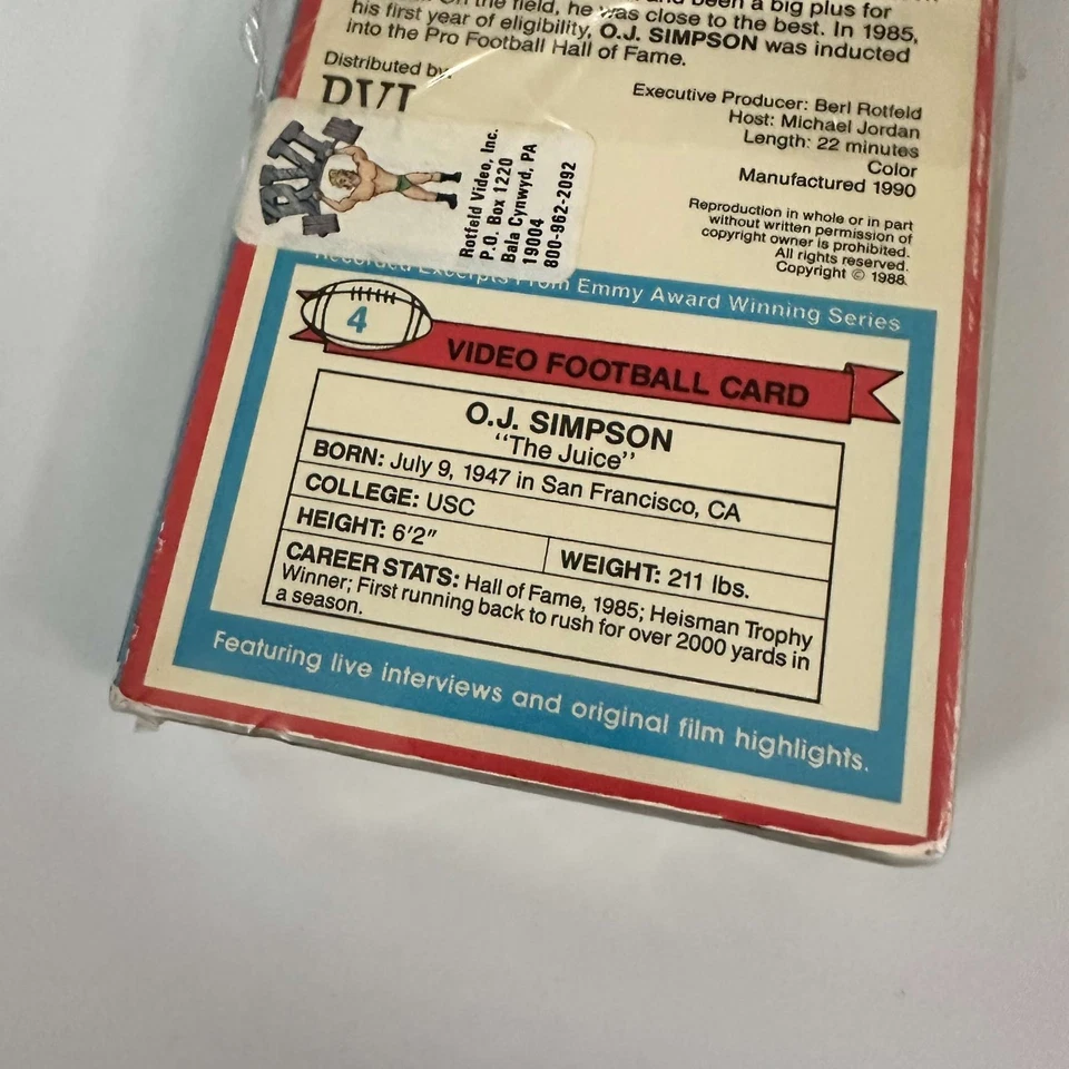 Rare Vintage O.J.Simpson VHS Video Football Card 1988 Sealed - Image 4 of 4
