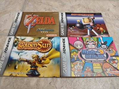 4 GBA Manuals ONLY Zelda , Wario, golden sun, Bomberman.