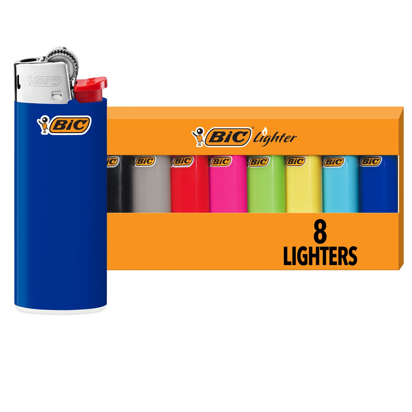 BIC Mini Lighter, Assorted Colors, Set of 8 Pocket Lighters,