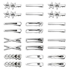 24PCS Silver Hair Clips Y2k for Women, 12 Shapes Metal Silver Hair Accessories f