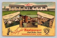 Vintage Lloyd's Restaurant Marshalltown Iowa Linen Postcard
