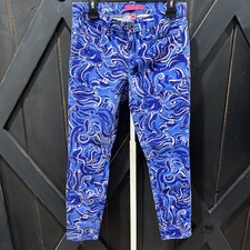 Lilly Pulitzer South Ocean Skinny Crop Coastal Blue Print Pants Jeans Sz 8 NWOT