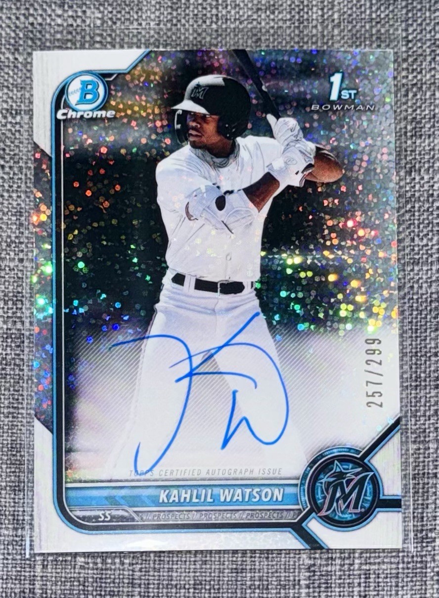 Kahlil Watson AUTO /299 2022 Bowman 1st Chrome Speckle