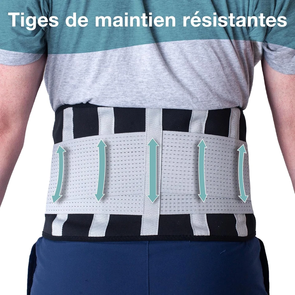 Ceinture Lombaire Certifiée Soulagement Des Lombaires Inférieurs (L) Noir/Gris - Photo 3/4