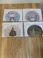 NEW Set Of 4 Beginner Embroidery Kits W/Floss  Needles Preprinted Christmas