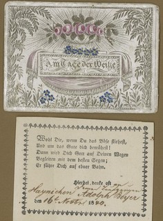 Christening letter godfather letter dated 1840 (Hainichen) Biedermeier roses