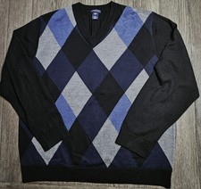 Mens Gap Long Sleeve Black Merino Wool V Neck Sweater Size XXL