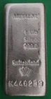 1 Kilo .999 Fine Swiss Silver Bullion Bar with Assay Switzerland Serial Number