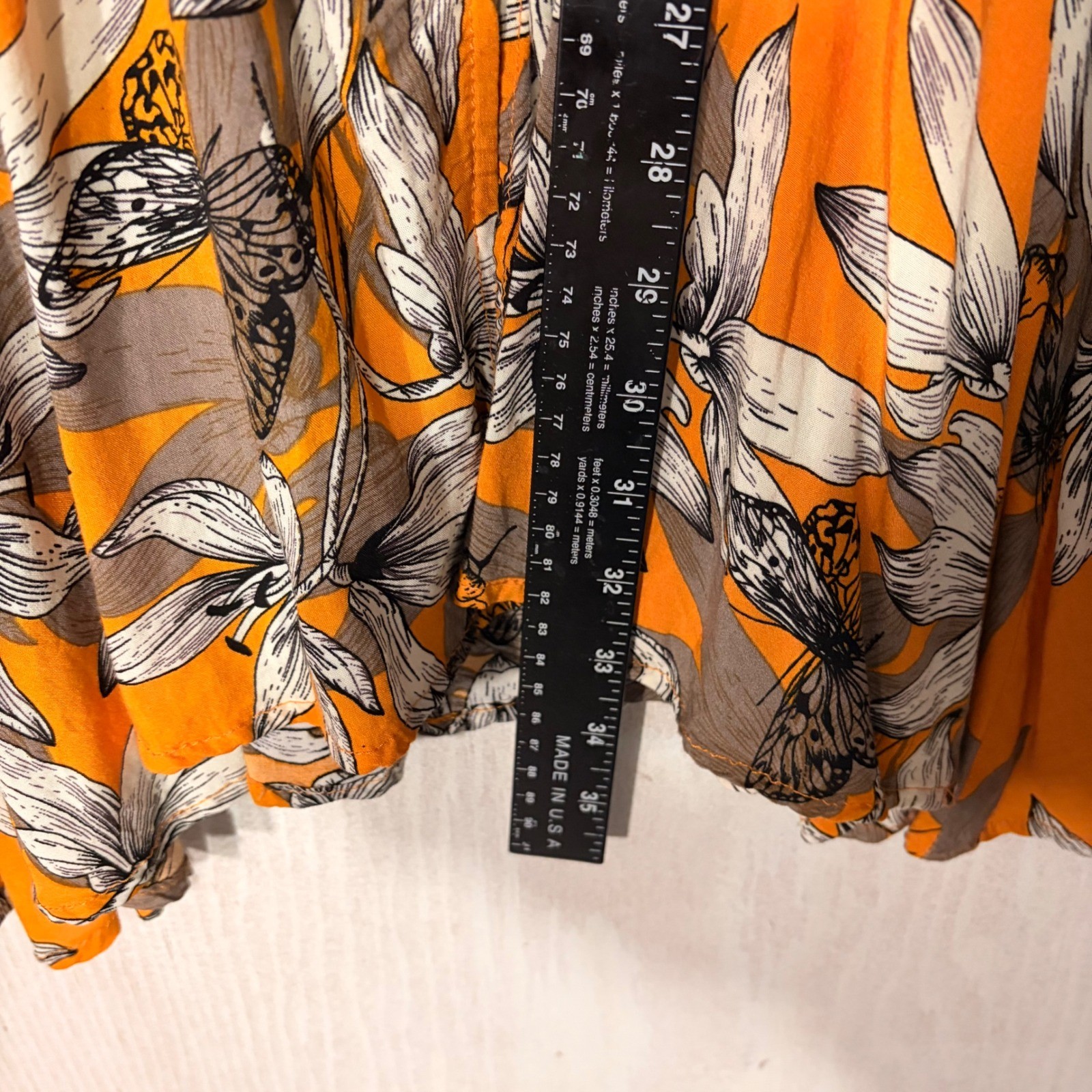 Unbranded Floral Butterfly Mini Dress Womens Size M Orange Button Front Boho image 5