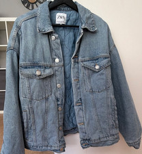 ZARA Fraune Jeansjacke S Blau gesteppt Denim ...