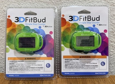 3D FitBud Simple Step Counter Walking 3D Pedometer with Clip & Lanyard Lot Of 2