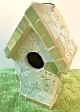 Mosaic Tile Birdhouse Handcrafted Ceramic Garden Decor