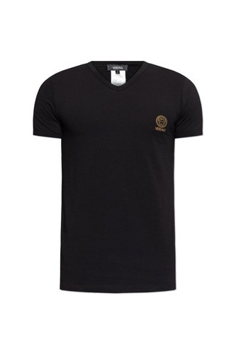 BNWT Versace Men’s Black T-Shirt With V Neck Size 4/Small Authentic In Box!