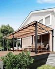 20 FT Wall-Mounted Lean-to Gazebo Upgraded Outdoor Pergola UV-Resistant PC Roof