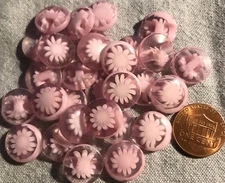 24 Thick Translucent Pale Pinkish Lilac Plastic Shank Buttons 9/16" 14mm # 4256
