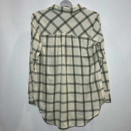 Women's Long Sleeve Button-Down Tunic Shirt - Knox Rose Creme Plaid M - Picture 2 of 2