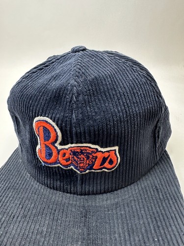 Chicago Bears Vintage Corduroy Hat AJD Blue Orange Block Script Snapback Cap - Picture 5 of 11