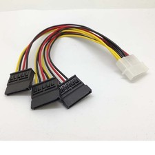 4 pin IDE Molex to 3 Serial ATA SATA Power Splitter Cable connectors