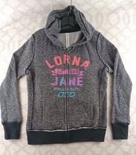 Lorna Jane Active Hoodie Womens Large Gray Full Zip Long Sleeves
