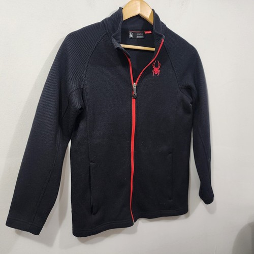 Spyder Youth Fleece Lined Full Zip Jacket Black Red Boys Girls Kid Size L 14/16 - Picture 7 of 16