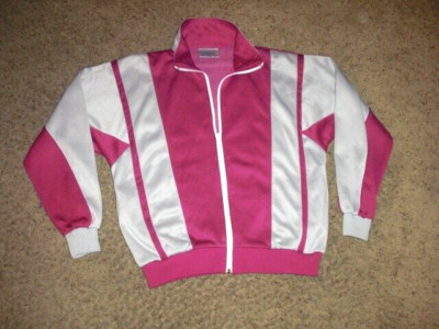 Vintage TRACK & COURT pink stripe Full Zip TRACK JACKET Women's Medium