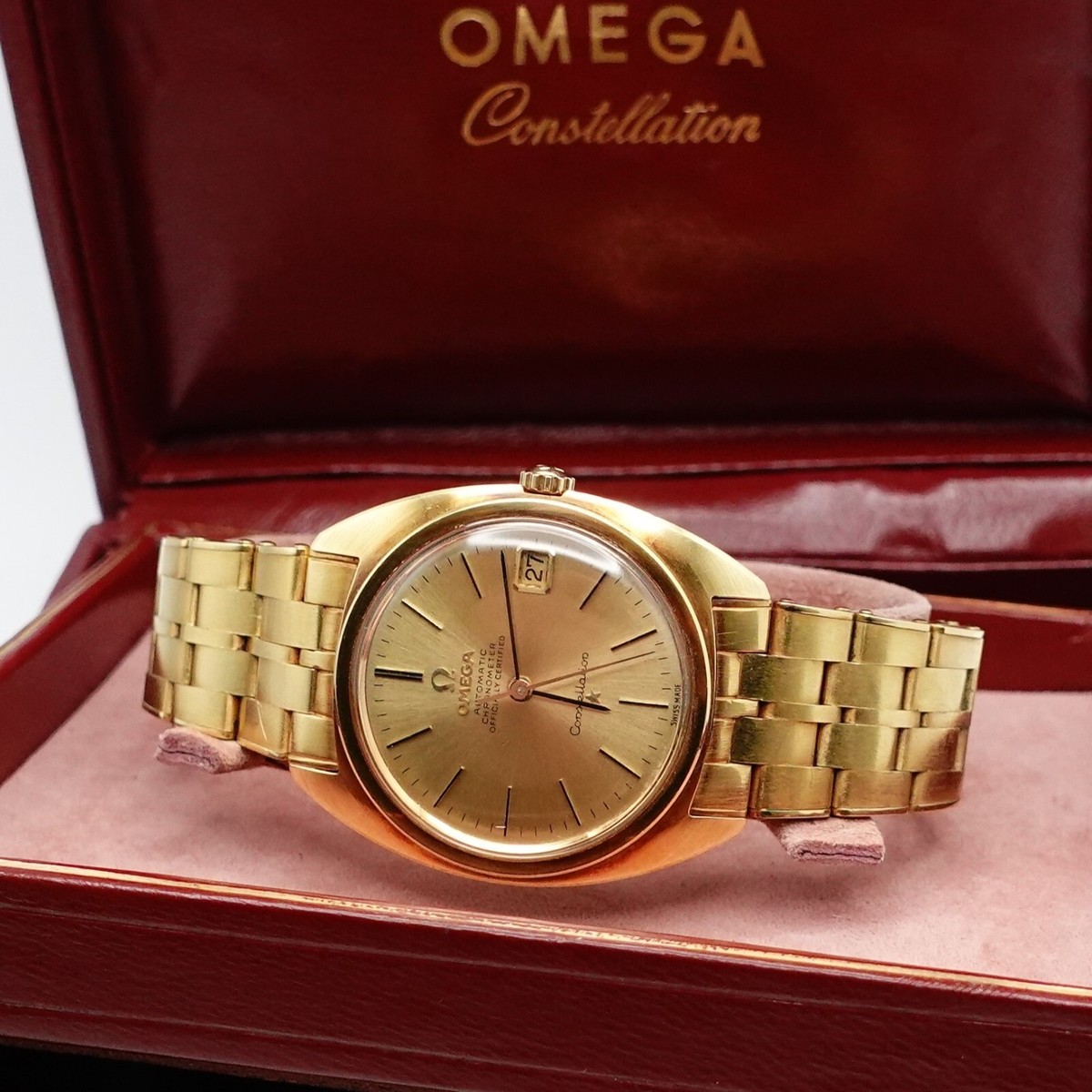 Omega Constellation 18K Yellow Gold Automatic Watch - 34mm Box | eBay