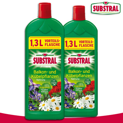 Substral 2 x 1300 ml flüssige Balkon- und Kübelpflanzen-Nahrung mit Guano
