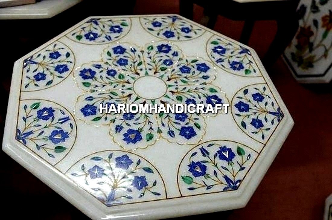 Handcrafted Marble Coffee Table with Inlaid Top H3398 Occasional Decor